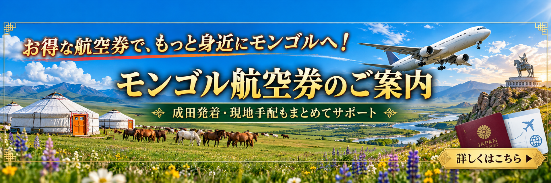お得な航空券で、もっと身近にモンゴルへ！ モンゴル航空券のご案内